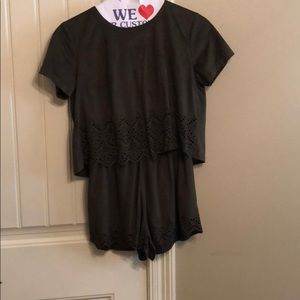 Felt hunter green romper.